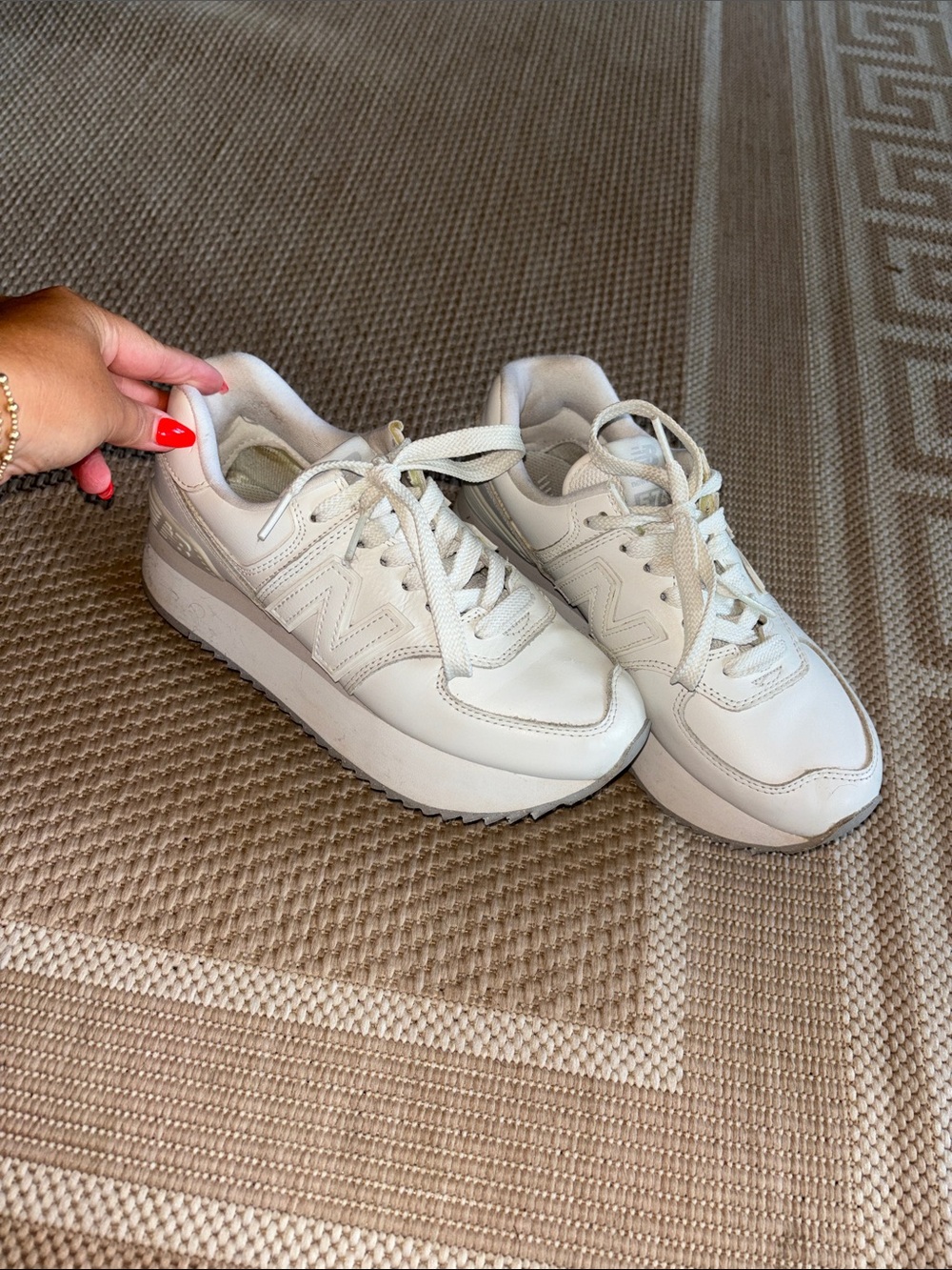 New Balance 574 all white  Platform Lace-Up Sneaker